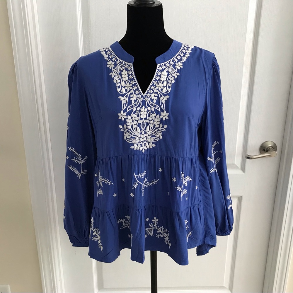 ✴️ Anthropologie Luna Moon Boho Tunic Blouse Top SzM